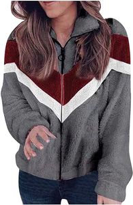 ASKSA Damen Sweatshirt Plüsch Oberbekleidung Langarm Winterjacke mit Reißverschluss Fleece Jacke, Dunkelgrau, M