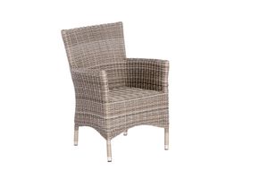 Merxx Sessel "Teneriffa" 2er Set - Aluminiumgestell mit Kunststoffgeflecht grau-beige, inkl. Kissen