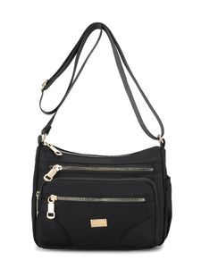 Damen Handtasche Brieftasche Große Kapazität Satchel Nylon Reißverschluss Umhängetaschen Schwarz