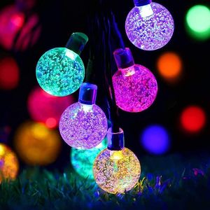 7m 8Modi Solar Lichterkette 50LED Kristall Kugeln Mehrfarbig Außen  Beleuchtung für Garten, Partys,Weihnachten,Hochzeiten