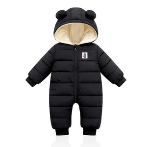 Baby Winter Overall mit Kapuze, Strampler Schneeanzug Jungen Mädchen Langarm Jumpsuit Warm Outfits Geschenk(Schwarz,90cm)