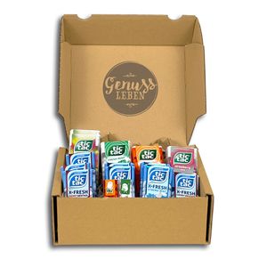 Genussleben Box mit 500g TicTac Mix Box mit verschiedenen Sorten Dragees mit Sprite Editon