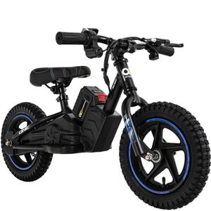 Kinder Balance Bike Elektrofahrrad 12 Zoll | 250 Watt - 21V 5.4Ah - Scheibenbremsen (Schwarz/Blau)