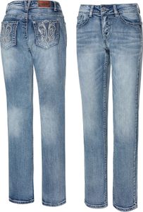 Western Damen Bootcut-Jeans »LEXI« Stone-Wash gestickte Details und Strass-Steinen