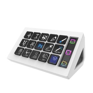 All-in-One Stream Deck Studio Controller, mit 15 Makro-Tasten, fuer OBS Twitch YouTube, kompatibel mit PC & Mac Custom Console, fuer Foto-Videobearbeitung Live-Streaming