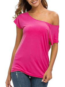 Damen Blusen Kurzarm T-Shirt Casual  Sommer Tshirts Tops Elegant Lässig Oberteile Leuchtend rosa,Größe 5XL