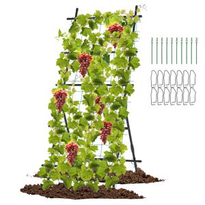 COSTWAY 187cm zahradní mříž pro popínavé rostliny, vertikální stojan na rostliny se sítí ve tvaru A