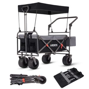 AREBOS ručný vozík so strechou Ručný vozík Prepravný vozík Vybavenie vozíka skladací čierny / sivý