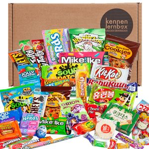 Obrovská krabica | Poznávacia krabica so 40 obľúbenými sladkosťami z USA a Kórey | Nápad na darček na špeciálne príležitosti, ako sú narodeniny