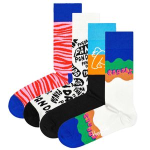 Happy Socks WWF Geschenk Box 4 Paar Socken 4 Paar bunte Socken in einer Geschenkbox, Jedes Paar zeigt unterschiedliche Muster und Farben, Gestrickt aus gekämmter Baumwolle