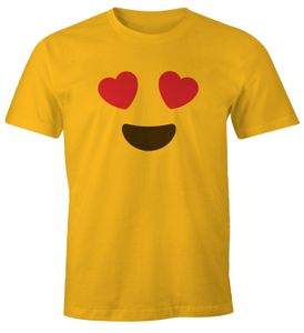 Herren T-Shirt Emoticon Gruppenkostüm Fasching Karneval Junggesellenabschied JGA lustig Fun-Shirt Moonworks® Herzaugen gelb L