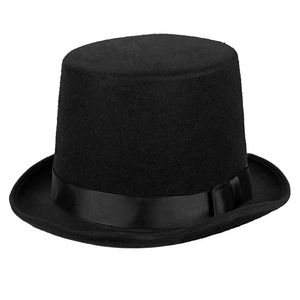 Zylinder-Hut aus 100% Polyester in Schwarz - Einheitsgröße mit Gummiband - Idealer Hut für Kostüme als Zauberer, Magier, Gentleman, Schornsteinfeger - Für Halloween, Karneval & Mottopartys