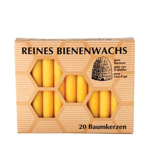 Bienenwachs Baumkerzen, 95 x 13 mm, 20 Stk., honiggelb