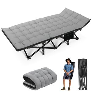 Tragbares Feldbett mit Matratze, feldbett Klappbett Tragfähigkeit 200KG Campingbett für  Indoor, Outdoor, Camping und Reisen,Grau/Schwarz