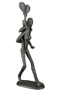 Liebevolle Design Figur, Skulptur mit Mutter Kind, Motto: ES SIND NICHT NUR DIE EIGENEN FÜSSE..., Material Eisen brüniert, Größe 23 x 8 x 6 cm, tolle kreative Geschenkidee