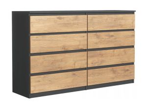 Kommode mit 8 Schubladen, Farbe: ANTHRAZITE / LANCELOT EICHE, A: 140 x 101 x 39 cm, Sideboard Wohnzimmer