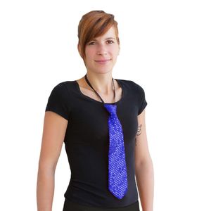 Oblique Unique Krawatte Schlips Pailletten Glitzer - blau