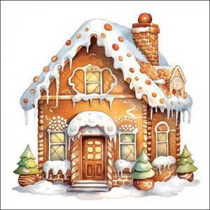 Weihnachten - Servietten 33x33 cm - 3-lagig - 20 Servietten - Gingerbread house - Lebkuchenhaus