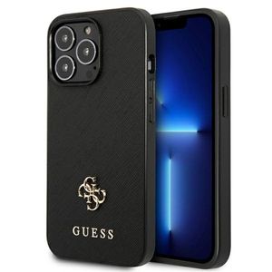 Guess Hardcase schwarz Saffiano mit kleinem Metall-Logo für iPhone 13 PRO 6,1"