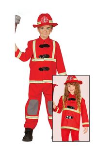 Feuerwehr Kostüm für Kinder, Größe:110/116