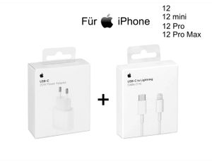 Original Apple iPhone 12 12mini 12Pro 12Pro Max 20W Ladegerät + 1m USB‑C auf Lightning Ladekabel