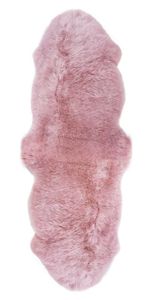 Schaffell Ökologisch 60 x 160 cm Rosa Bettvorleger Teppich Lammfell Gegerbt Sofa Deko Echt Wolle
