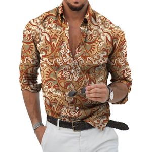 Herren Revers Hals Sommer Hemden Lässige Tops Hawaiian Single Breasted Langarmshirt Urlaub Style-i,Größe:4xl