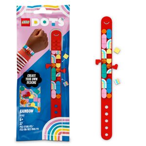 LEGO 41953 DOTS Regenbogen Armband mit Anhängern, DIY Bastelset für Kinder ab 6 Jahren, Kinderschmuck, kleine Geschenke für Kinder