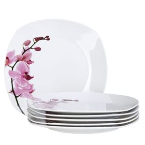 6er Set Essteller flach Kyoto Orchidee 25cm