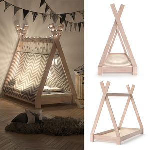 VitaliSpa Kinderbett Tipi Natur 140 x 137 x 70 cm Massivholz