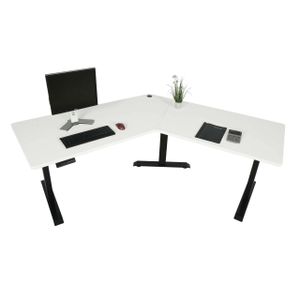 Schreibtisch HWC-D40, Computertisch, 120° elektrisch höhenverstellbar  weiß, schwarz