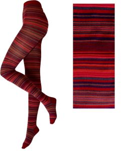 Crönert Ringelstrumpfhose Baumwolle für Damen und Mädchen, Farbe rot-bunt, Größe 42-44, 72241