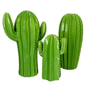 Ritzenhoff 3tlg. Set Deko-Kaktus Cereus hellgrün 3 Größen Porzellan Deko-Figur