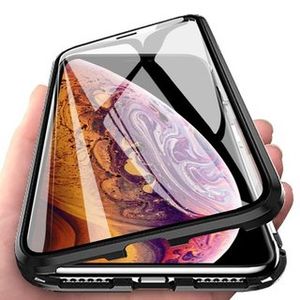 360° Magnet Full Slim Metall Case Schutz Tasche Handyhülle Handyschale mit Panzerglas Vorderseite und Rückseite Schwarz kompatibel mit iPhone 11 Pro Max