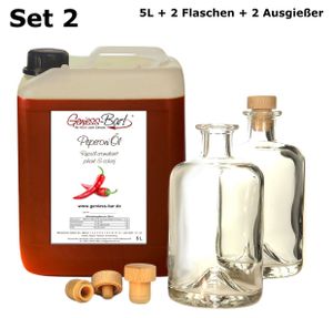 Peperoniöl - Chiliöl 5L inkl. 2 Flaschen & 2 Ausgießer! Angenehm scharf!  Kanister Großgebinde Peperoni Öl Rapsöl