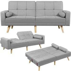 Yaheetech Schlafsofa Klappsofa mit Schlaffunktion Couch mit Verstellbarer Rückenlehne, Loungesofa Bettsofa Liegefläche 163 x 106 cm, Hellgrau