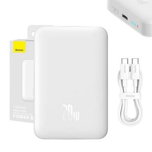 Baseus Magnetic Powerbank, MagSafe, USB-C, 10,000mAh, 20W, biały