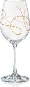 Weingläser Rotweingläser String Gold Gravur Kristallgläser 350 ml 2er Set Bohemia Crystalex
