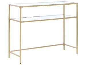 BELIANI Konsolentisch Gold / Transparent Gehärtetes Glas/Eisen 2 Fächer Rechteckig Wohnzimmer Flur Schlafzimmer im Glamour Stil