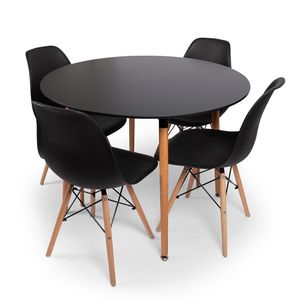 BAM-Meubel 5-dielna jedálenská súprava Pixie + Jaxx Black - jedálenský stôl so 4 stoličkami