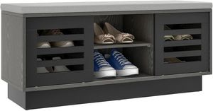 COSTWAY Schuhbank, 2 in 1 Sitzbank & Schuhregal 6 Fächer, mit 3 verstellbaren Ablagen, Schuhaufbewahrung mit Sitzkissen, 99,5 x 34,5 x 46 cm, modern (Schwarz)