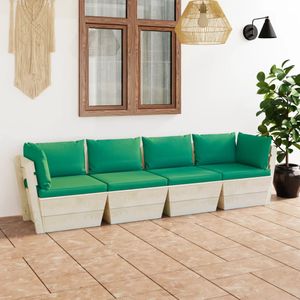 Prolenta Premium  Garten-Palettensofa 4-Sitzer mit Kissen Fichtenholz