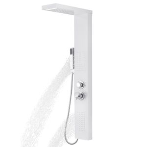 XMTECH Weiß Duschpaneel Duscharmatur aus Edelstahl, 4 in 1 Duschsystem Regendusche, Wandmontage Duschset mit Massagedusche und Duschgarnitur Handbrause für Badezimmer Dusche