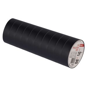 EMOS PVC-Isolierband Schwarz 10er Pack, 19mmx20m, 0,13mm Bandstärke, selbstklebend, UV-beständig, wasserdichte Verbindung, F61922 EMOS PVC-Isolierband Schwarz 10er Pack, 19mmx20m, 0,13mm Bandstärke, selbstklebend, UV-beständig, wasserdichte Verbindung, F61922
