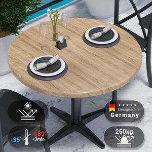 JAMAIKA | Bistro Außen Tischplatte | Ø 70 cm | Eiche | Rund | Topalit Tischplatte