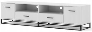 Televízny stolík ARSEN 190 cm biely matný čierny Kovová skrinka s nízkou doskou TV stolík Príborník Komoda Hi-Fi stolík