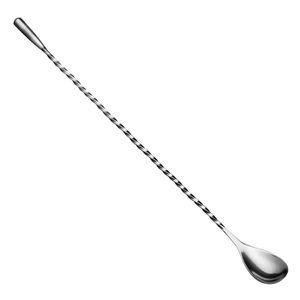 Barlöffel Gedreht Teardrop mit Metallknauf (31 cm) - Edelstahl | Für Cocktails & Longdrinks