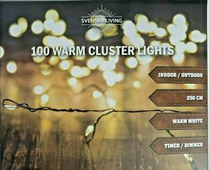 100er LED Drahtlichterkette Cluster warmweiß strombetrieben