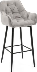 NEW HOME Barhocker SIENA gepolsterter für Wohnzimmer Esszimmer Glamour - hellgrau - moderne Samt Velours Möbel