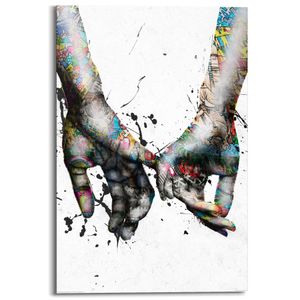 Wandbild Deco Panel Liebe  Romanze - Hände - Wandern - Farbenfroh